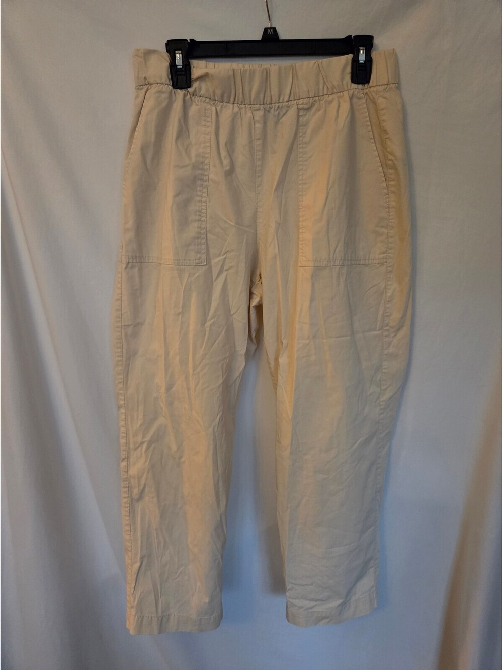 GAP Womens Pull On Utility Cargo Pants Sz Medium Beige Tan Elastic Waist Stretch
